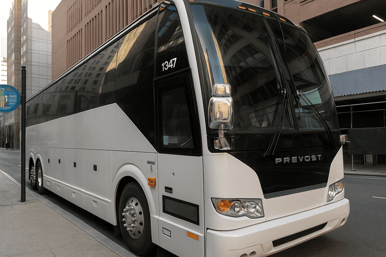 a Charter Bus Rental Utica coach bus