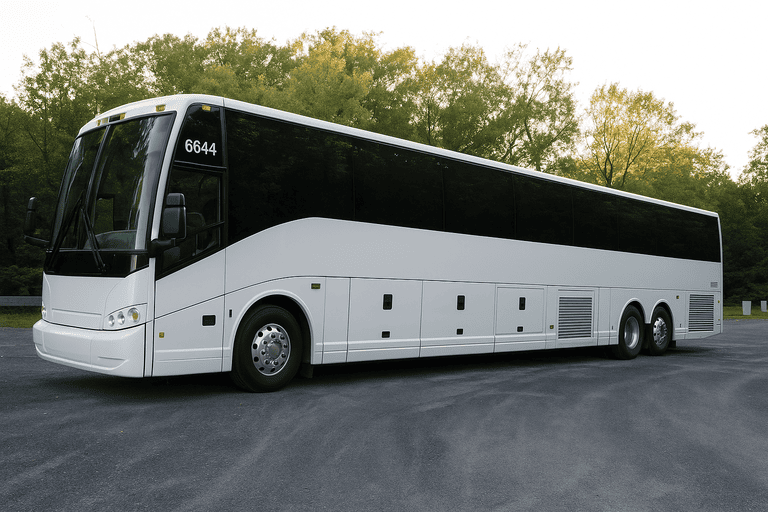 exterior of Charter Bus Rental Utica coach bus